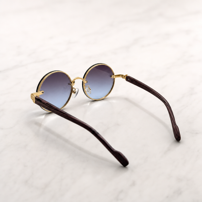 Round Vintage Sunglasses for Women & Men - Gradient Tinted Retro Circle Shades - Gold Frame Boho Festival Eyewear UV400