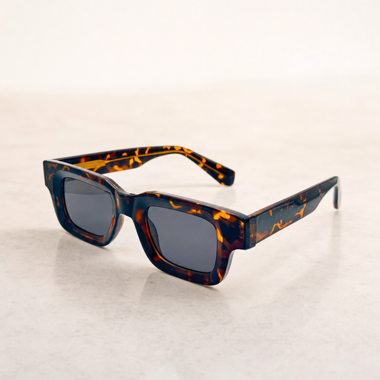 Polarized Square Sunglasses: UV400 Retro Shades for Men & Women - Tortoise/Black Frame, Gold/Silver Arms