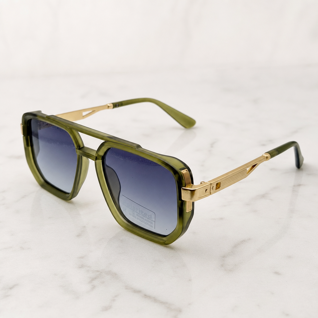 Retro Square Pilot Shades | Polarized UV400 Glasses | Unisex Eyewear