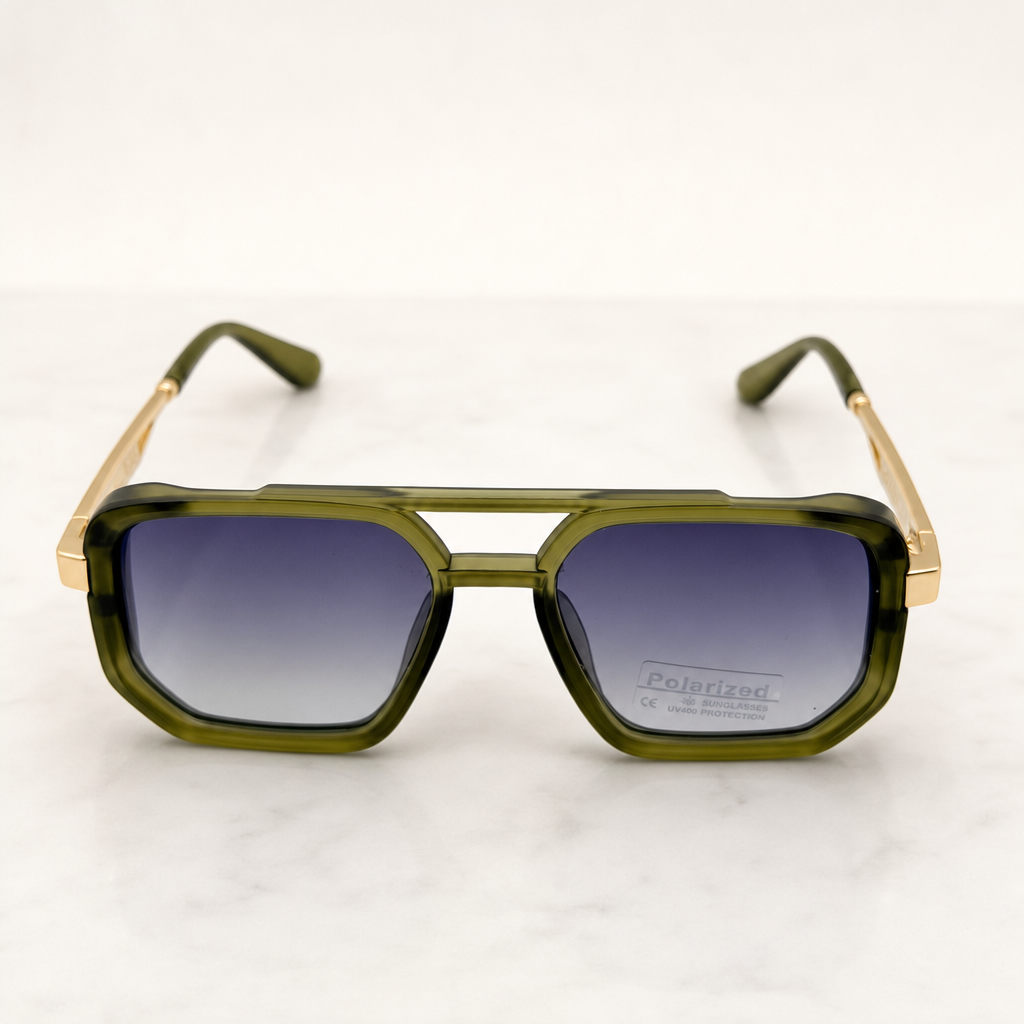 Retro Square Pilot Shades | Polarized UV400 Glasses | Unisex Eyewear