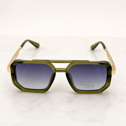 Retro Square Pilot Shades | Polarized UV400 Glasses | Unisex Eyewear
