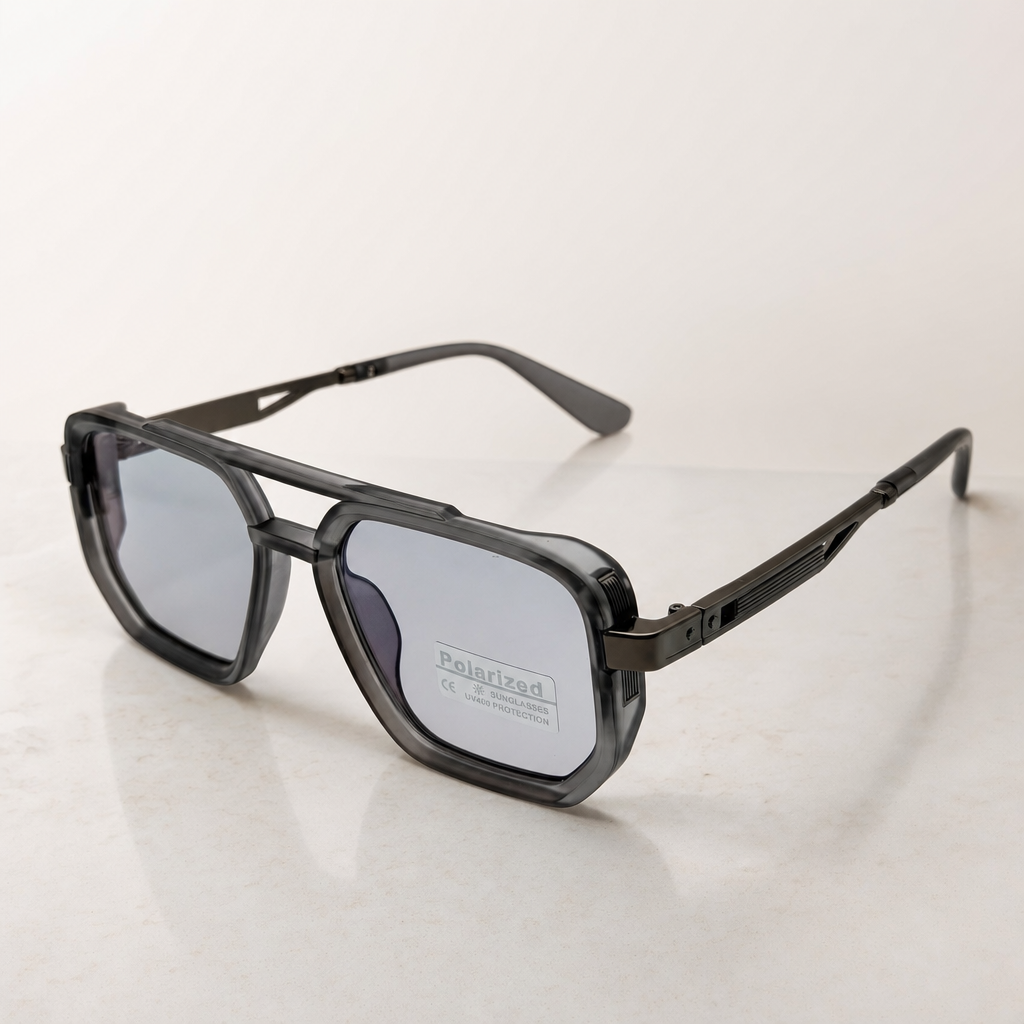 Retro Square Pilot Shades | Polarized UV400 Glasses | Unisex Eyewear