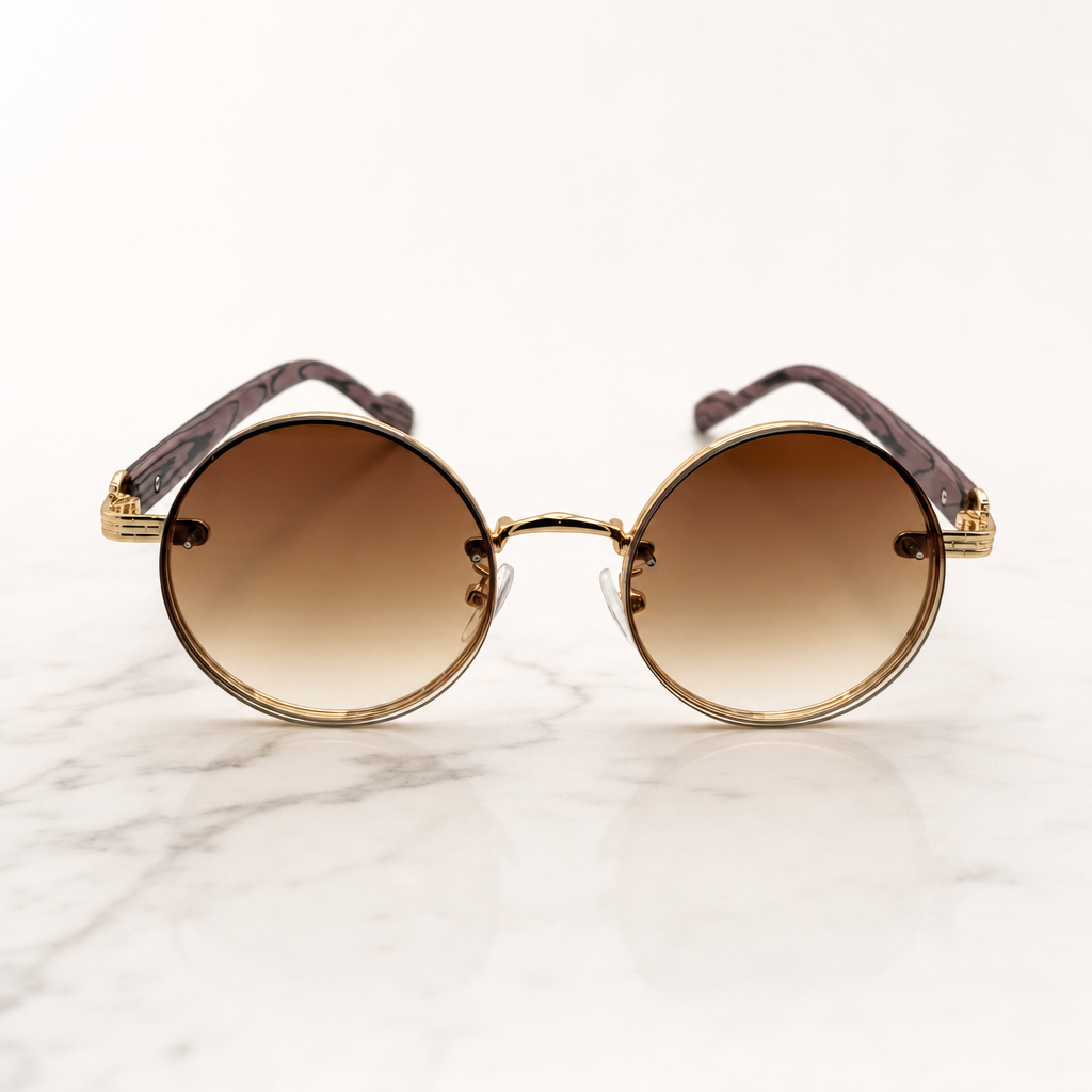 Round Vintage Sunglasses for Women & Men - Gradient Tinted Retro Circle Shades - Gold Frame Boho Festival Eyewear UV400