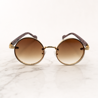 Round Vintage Sunglasses for Women & Men - Gradient Tinted Retro Circle Shades - Gold Frame Boho Festival Eyewear UV400