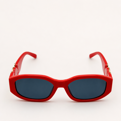 Vintage Rectangle Black Sunglasses | Retro Designer-Inspired Shades | Gold Medallion Statement Glasses | UV Protection Women Sunglasses