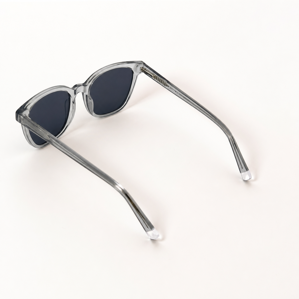Crystal Grey Retro Acetate Titanium Polarized Sunglasses