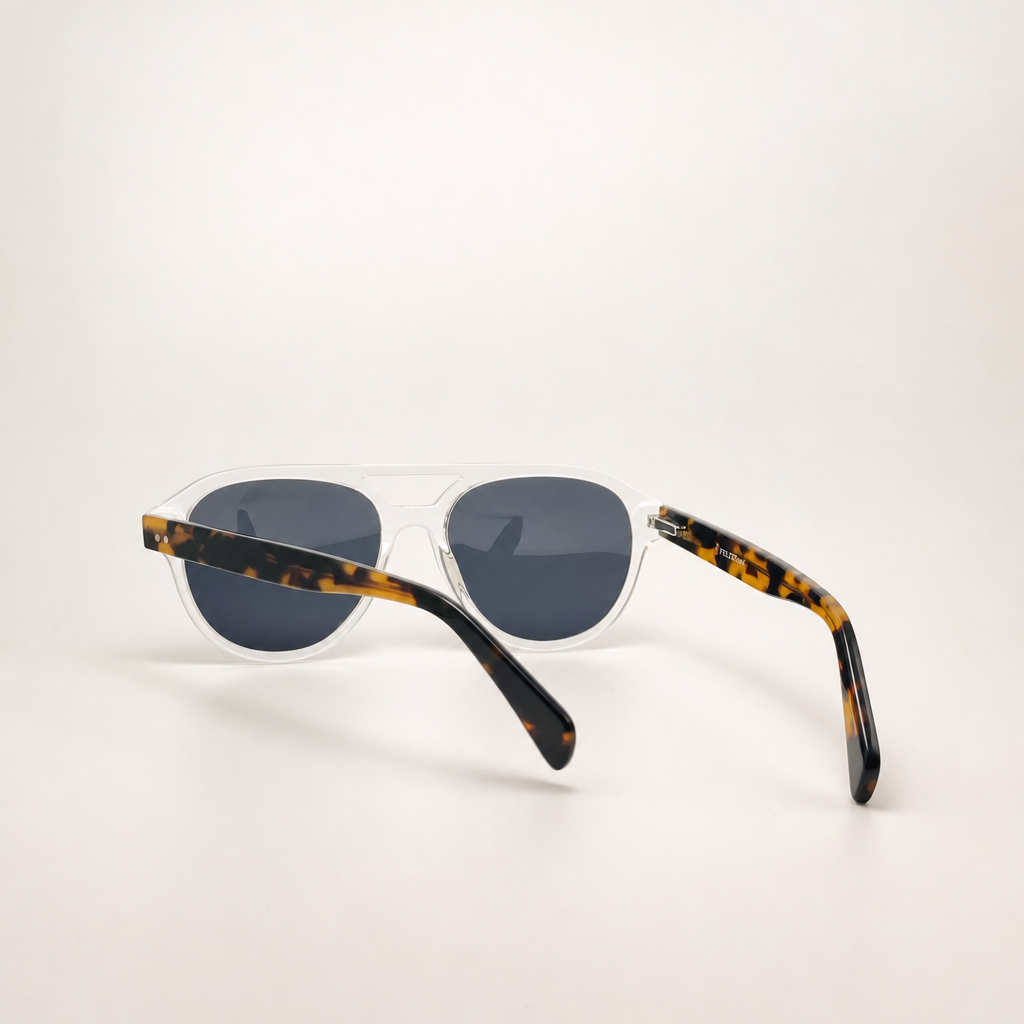 Crystal Tortoise Aviator Acetate Polarized Unisex Sunglasses