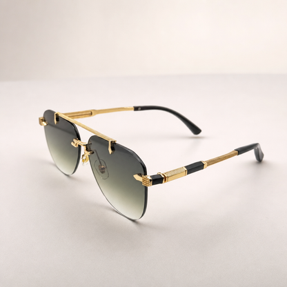 Luxury Rimless Gold Sunglasses: Unisex Gradient Lens, Flat Top Semi-Round UV400 with Personalized Case