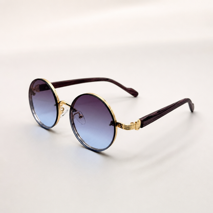 Round Vintage Sunglasses for Women & Men - Gradient Tinted Retro Circle Shades - Gold Frame Boho Festival Eyewear UV400