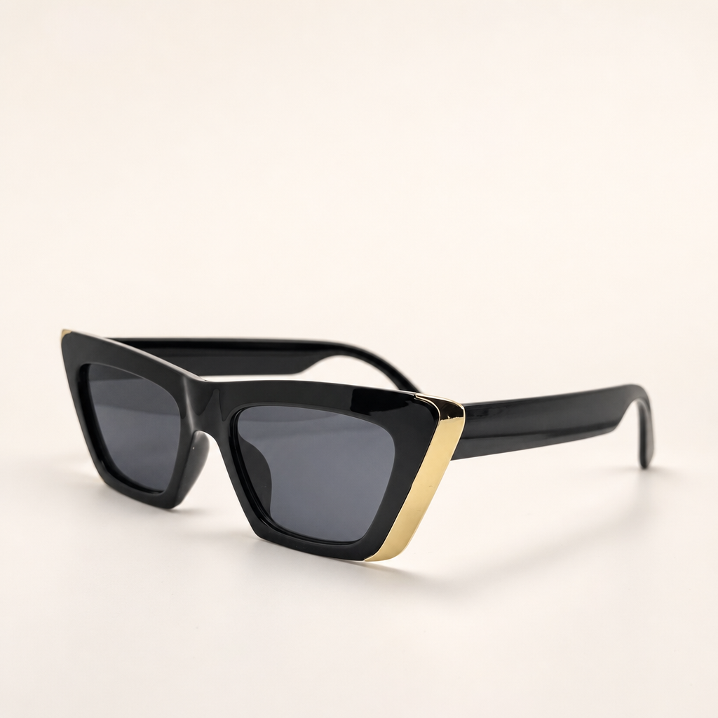 Cat Eye Gold Edge Retro Frame Women Sunglasses