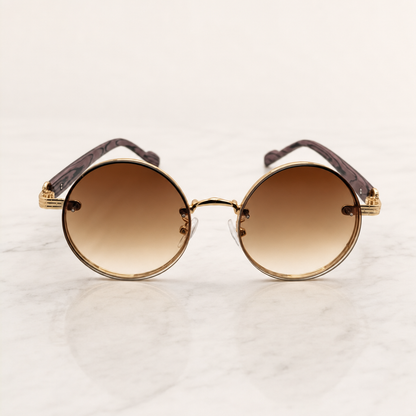Round Vintage Sunglasses for Women & Men - Gradient Tinted Retro Circle Shades - Gold Frame Boho Festival Eyewear UV400