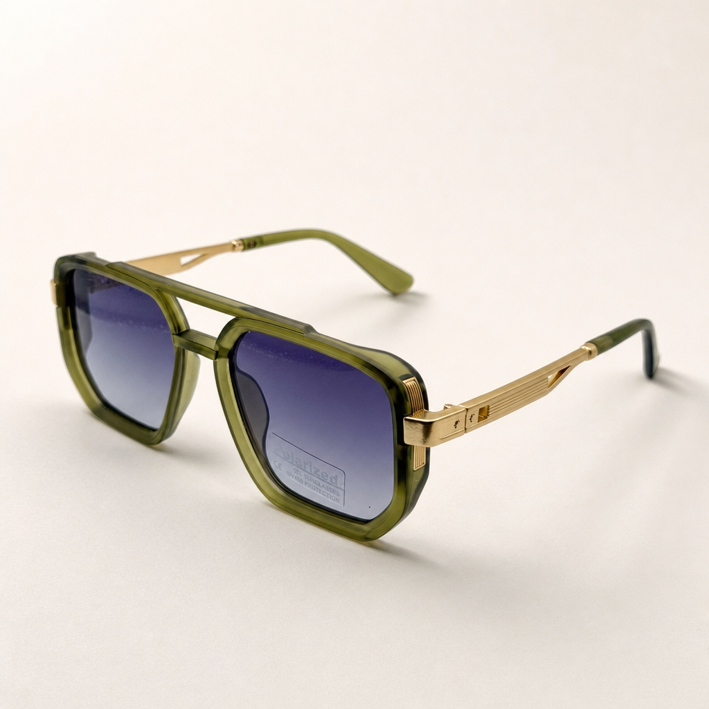 Retro Square Pilot Shades | Polarized UV400 Glasses | Unisex Eyewear