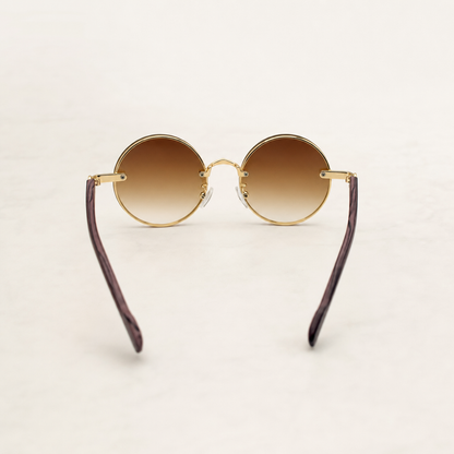 Round Vintage Sunglasses for Women & Men - Gradient Tinted Retro Circle Shades - Gold Frame Boho Festival Eyewear UV400