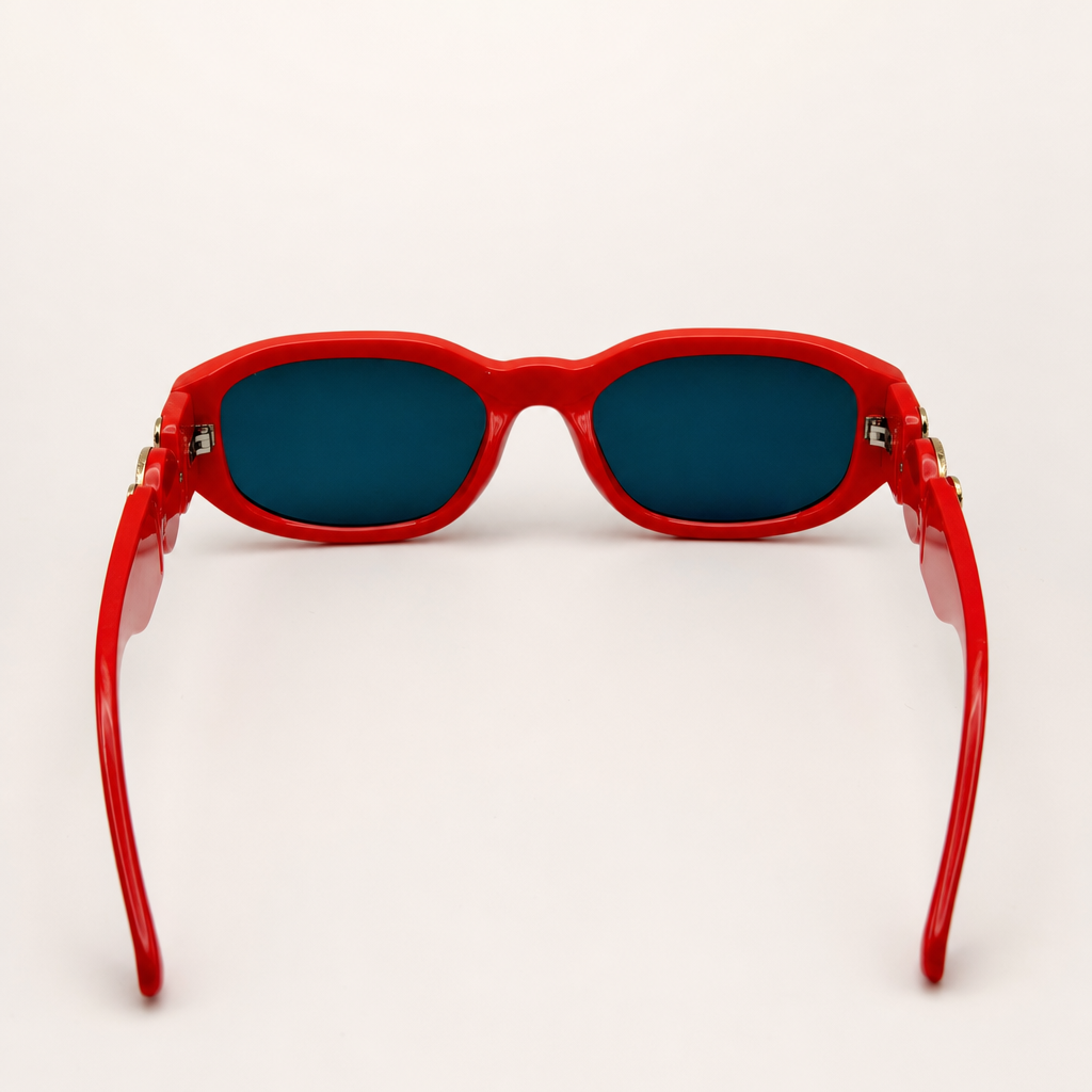 Vintage Rectangle Black Sunglasses | Retro Designer-Inspired Shades | Gold Medallion Statement Glasses | UV Protection Women Sunglasses