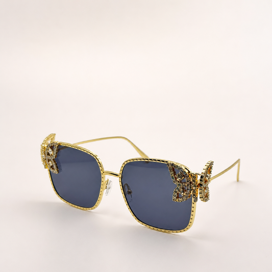 Jeweled Butterfly Sunglasses | Gold Frame Luxury Sunglasses | Rhinestone Butterfly Statement Shades | Fashion Sunglasses for Women