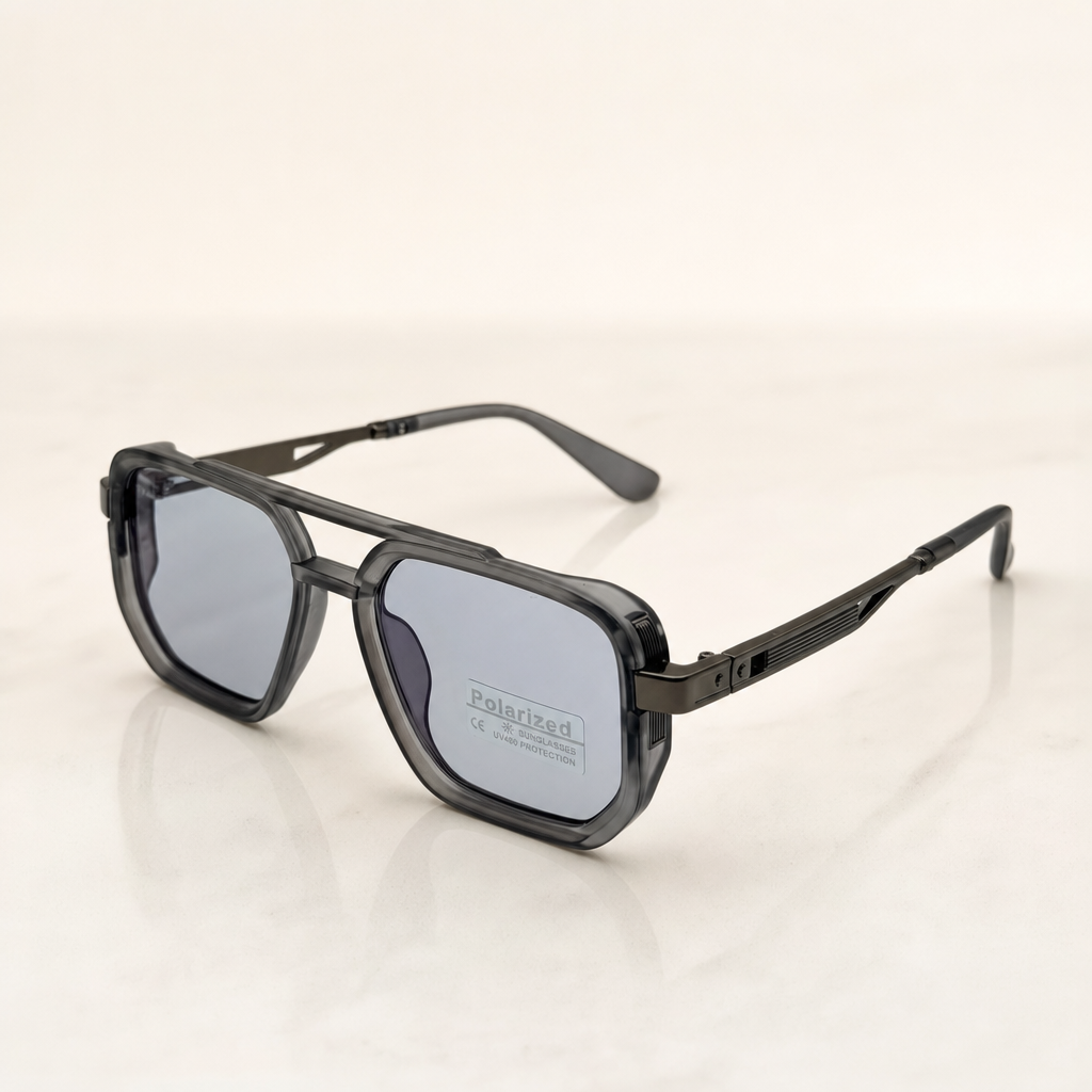 Retro Square Pilot Shades | Polarized UV400 Glasses | Unisex Eyewear