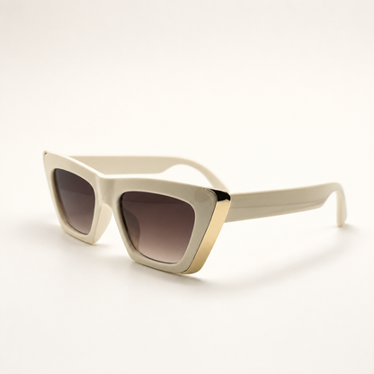 Cat Eye Gold Edge Retro Frame Women Sunglasses