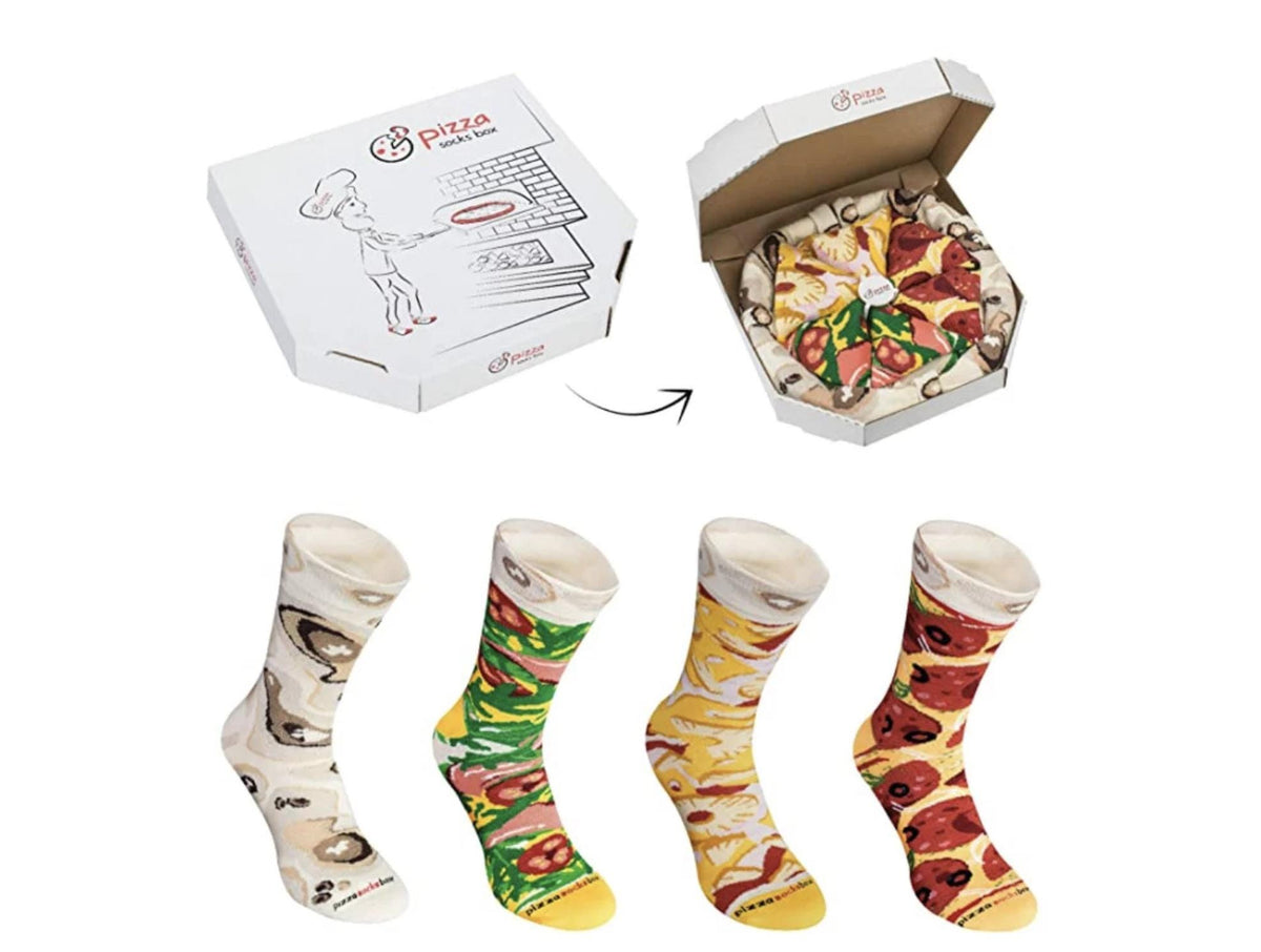 Pepperoni Pizza Socks | Gift For Men and Women - 4 pairs | Universal Size (US Mens & Womens)
