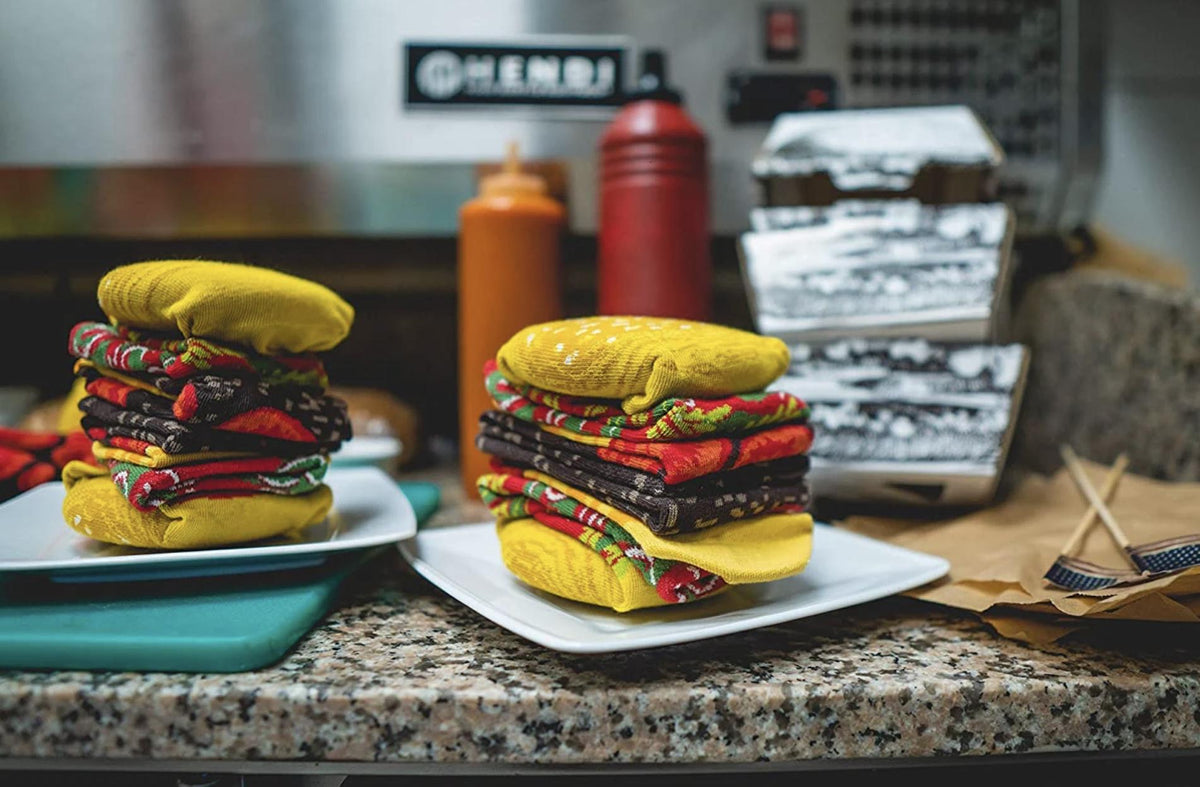 Burger Socks | Gift For Men and Women - 3 pairs | Universal Size (US Mens & Womens)