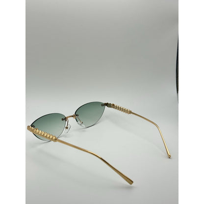 Luxe Rimless Cat Eye Sunglasses Gold Pyramid Arms Polarized Gradient Uv400 Unisex Fashion Shades With Personalized Sunglasses Case adjustable tint sunglasses - View 7