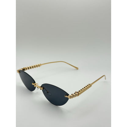 Luxe Rimless Cat Eye Sunglasses Gold Pyramid Arms Polarized Gradient Uv400 Unisex Fashion Shades With Personalized Sunglasses Case adjustable tint sunglasses - View 1