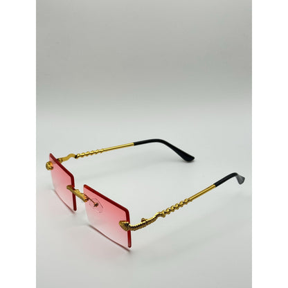 Luxurious Dragon Arm Square Rimless Sunglasses Multicolor Lenses Gold Snake Frame Unisex Festival Shades With Personalized Case adjustable tint sunglasses - View 1