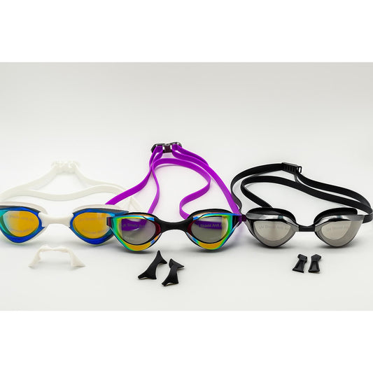 Professional Anti-Fog UV Protection Swim Goggles | Unisex Low-Profile Mirrored Racing Lenses