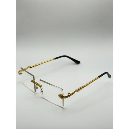 Luxurious Dragon Arm Square Rimless Sunglasses Multicolor Lenses Gold Snake Frame Unisex Festival Shades With Personalized Case adjustable tint sunglasses - View 5