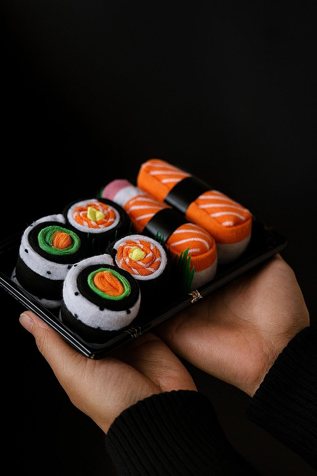 Sushi, Burger, Pizza Funny Food Socks Gift Set  Rolled Cotton Gift for Men & Women