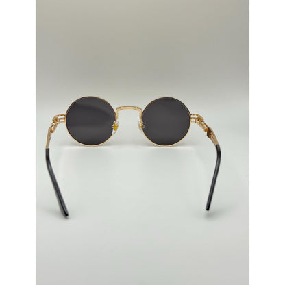 Retro Steampunk Round Sunglasses Gold Black Uv400 Unisex adjustable tint sunglasses - View 5