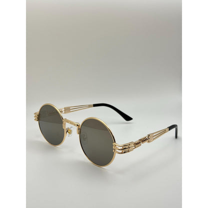 Retro Steampunk Round Sunglasses Gold Black Uv400 Unisex adjustable tint sunglasses - View 1