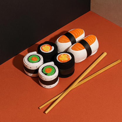 Sushi, Burger, Pizza Funny Food Socks Gift Set  Rolled Cotton Gift for Men & Women