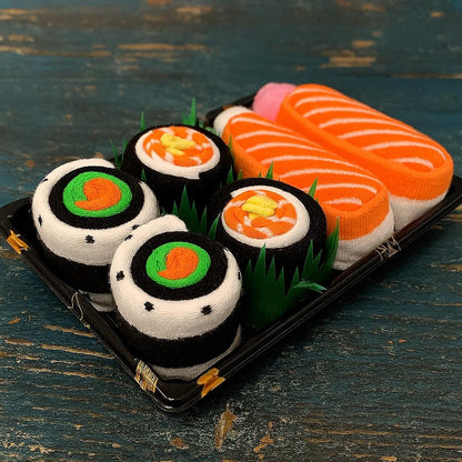 Sushi, Burger, Pizza Funny Food Socks Gift Set  Rolled Cotton Gift for Men & Women