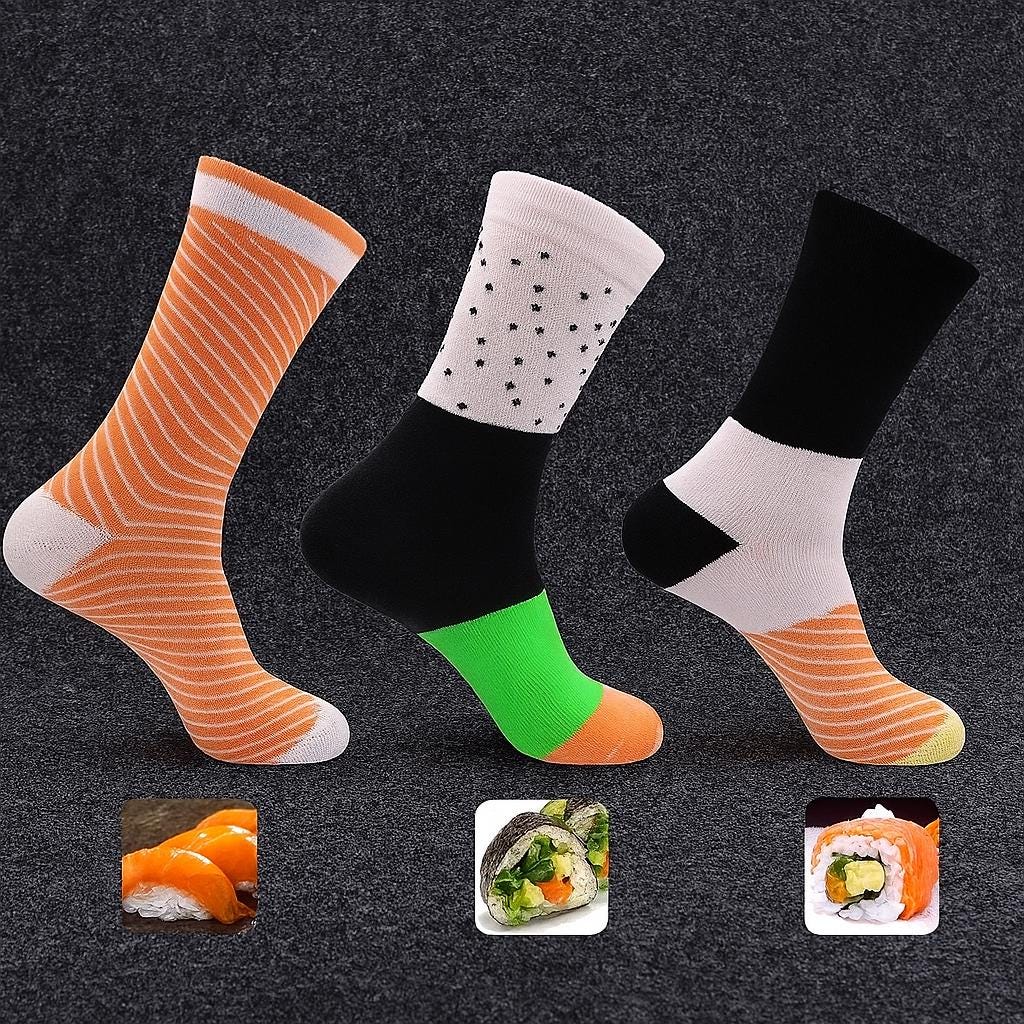 Sushi, Burger, Pizza Funny Food Socks Gift Set  Rolled Cotton Gift for Men & Women