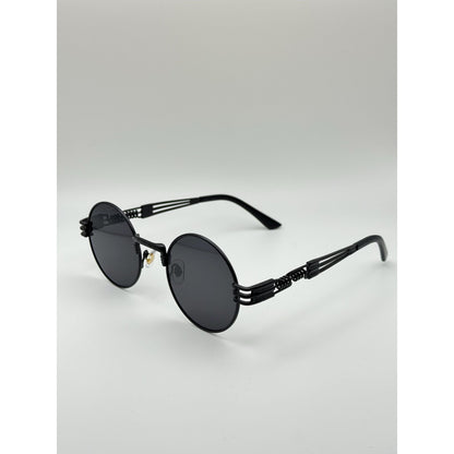 Retro Steampunk Round Sunglasses Gold Black Uv400 Unisex adjustable tint sunglasses - View 6