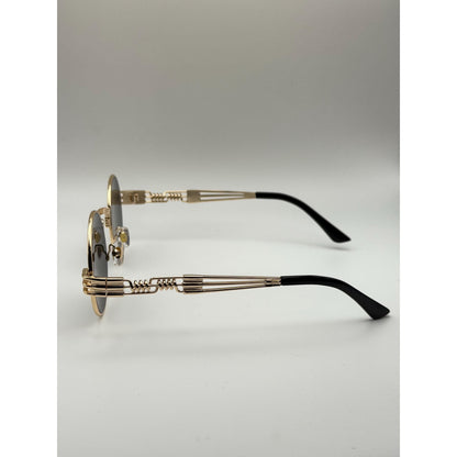 Retro Steampunk Round Sunglasses Gold Black Uv400 Unisex adjustable tint sunglasses - View 2