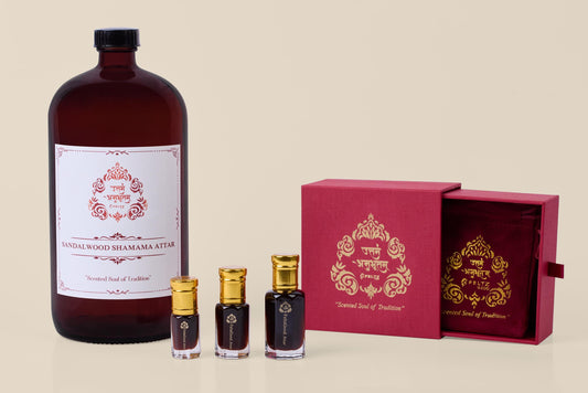 Sandalwood Shamama Attar Perfume Oil: Vegan Alcohol-Free Handmade Fragrance Gift Set