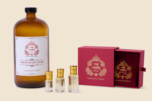 White Oudh Attar Perfume Oil: Vegan Agarwood, Handmade in Kannauj, Gift Box