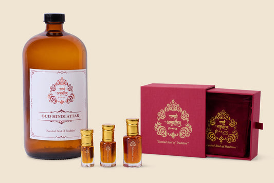 Oud Hindi Attar Perfume Oil: Traditional Indian Agarwood, Vegan, Alcohol-Free