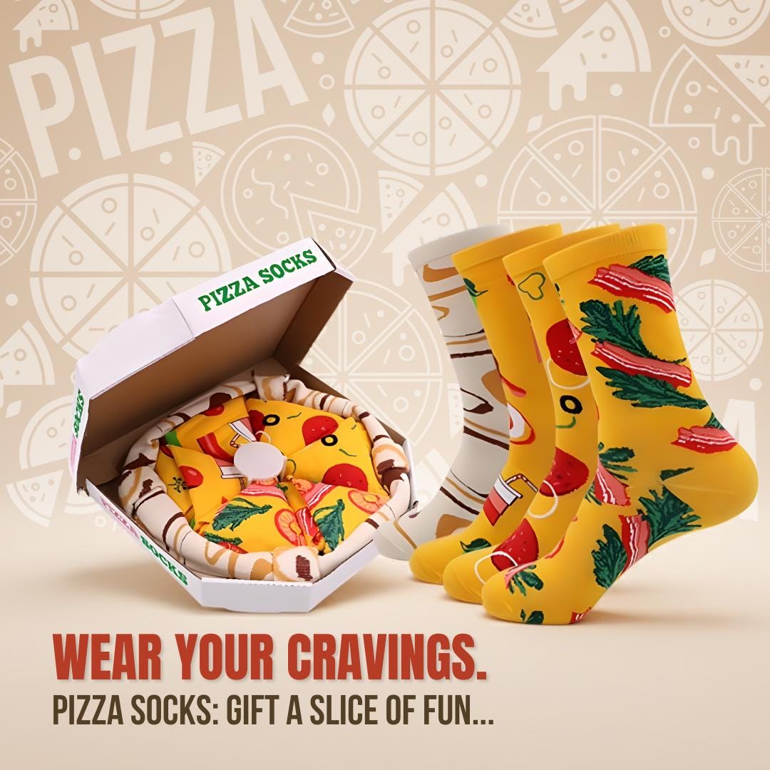 Sushi, Burger, Pizza Funny Food Socks Gift Set  Rolled Cotton Gift for Men & Women