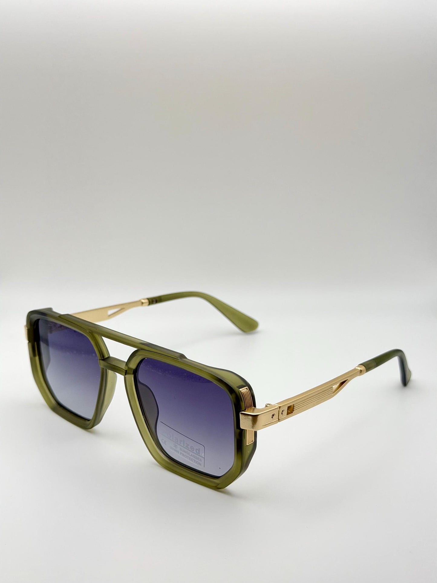 Retro Square Pilot Shades | Polarized UV400 Glasses | Unisex Eyewear