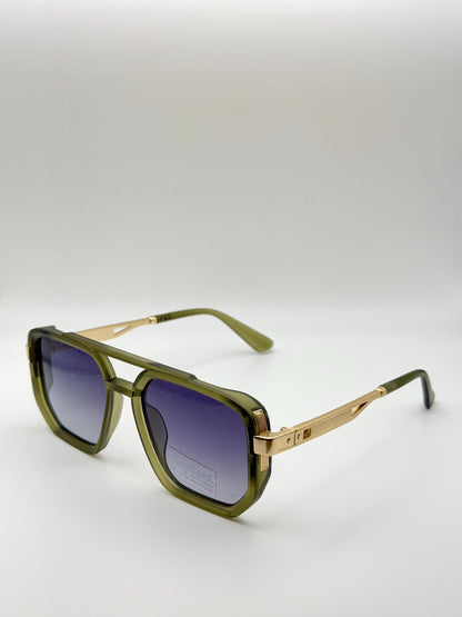 Retro Square Pilot Shades | Polarized UV400 Glasses | Unisex Eyewear