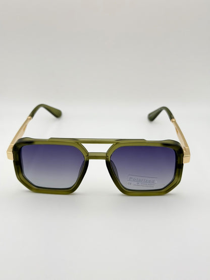 Retro Square Pilot Shades | Polarized UV400 Glasses | Unisex Eyewear