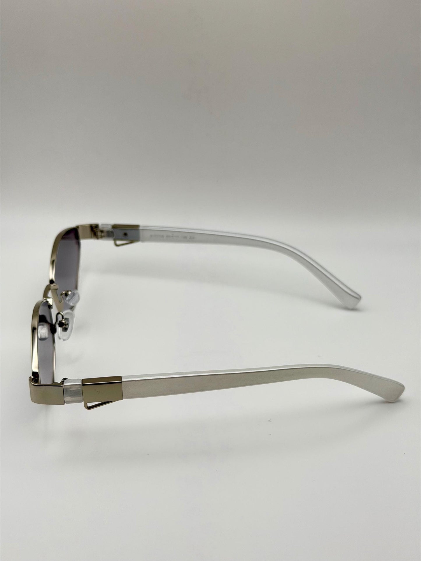 Vintage Rimless Rectangle Sunglasses with Gold Chain, Retro Y2K Narrow Shades