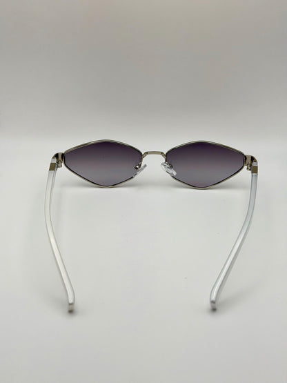 Vintage Rimless Rectangle Sunglasses with Gold Chain, Retro Y2K Narrow Shades