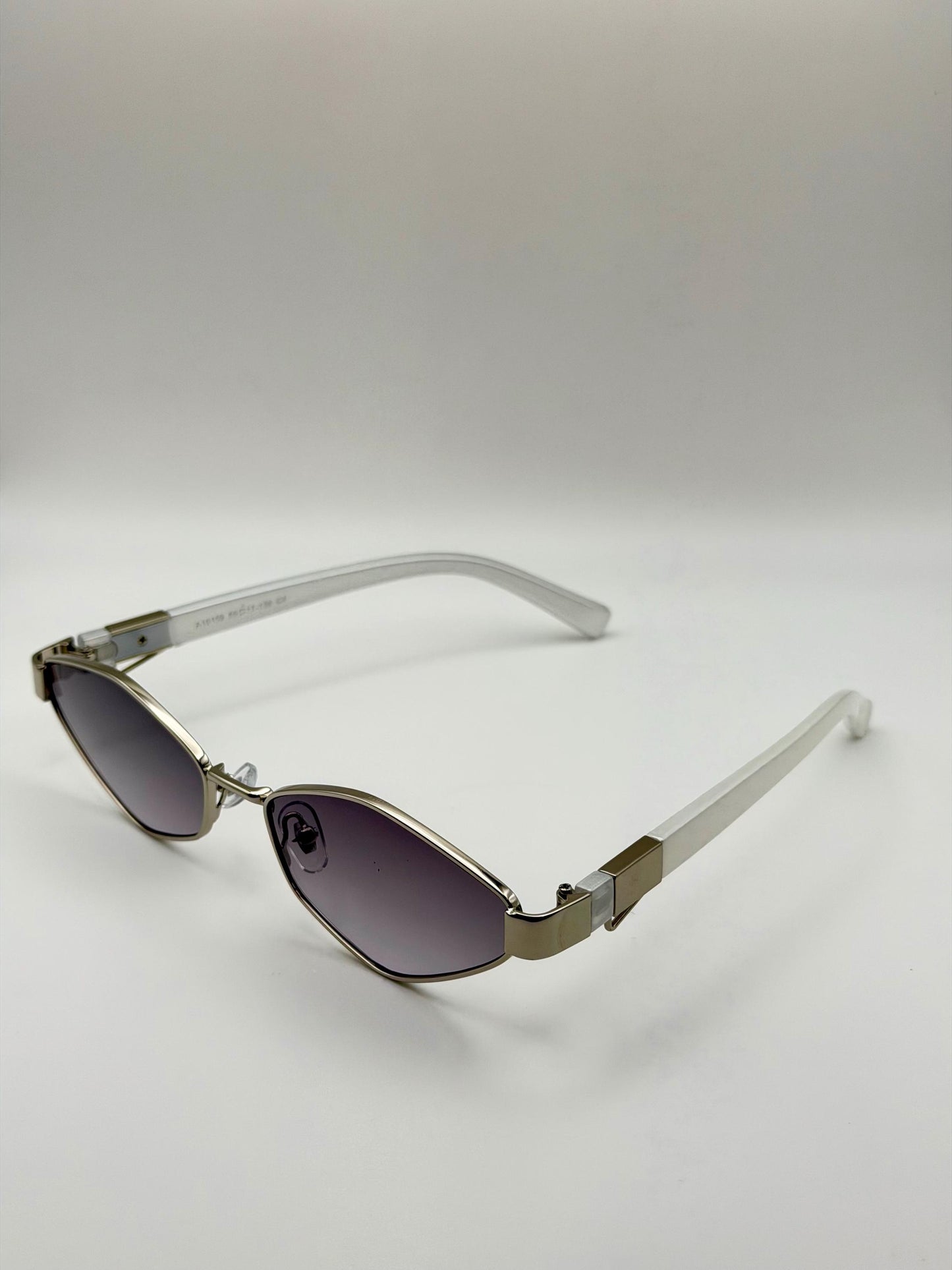Vintage Rimless Rectangle Sunglasses with Gold Chain, Retro Y2K Narrow Shades