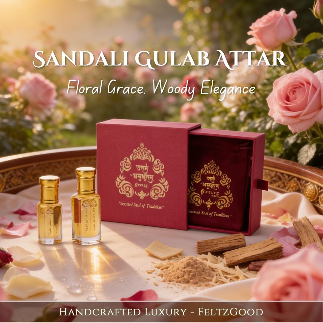 Sandali Gulab Attar | Rose & Sandalwood Fragrance | Handmade Kannauj Perfume