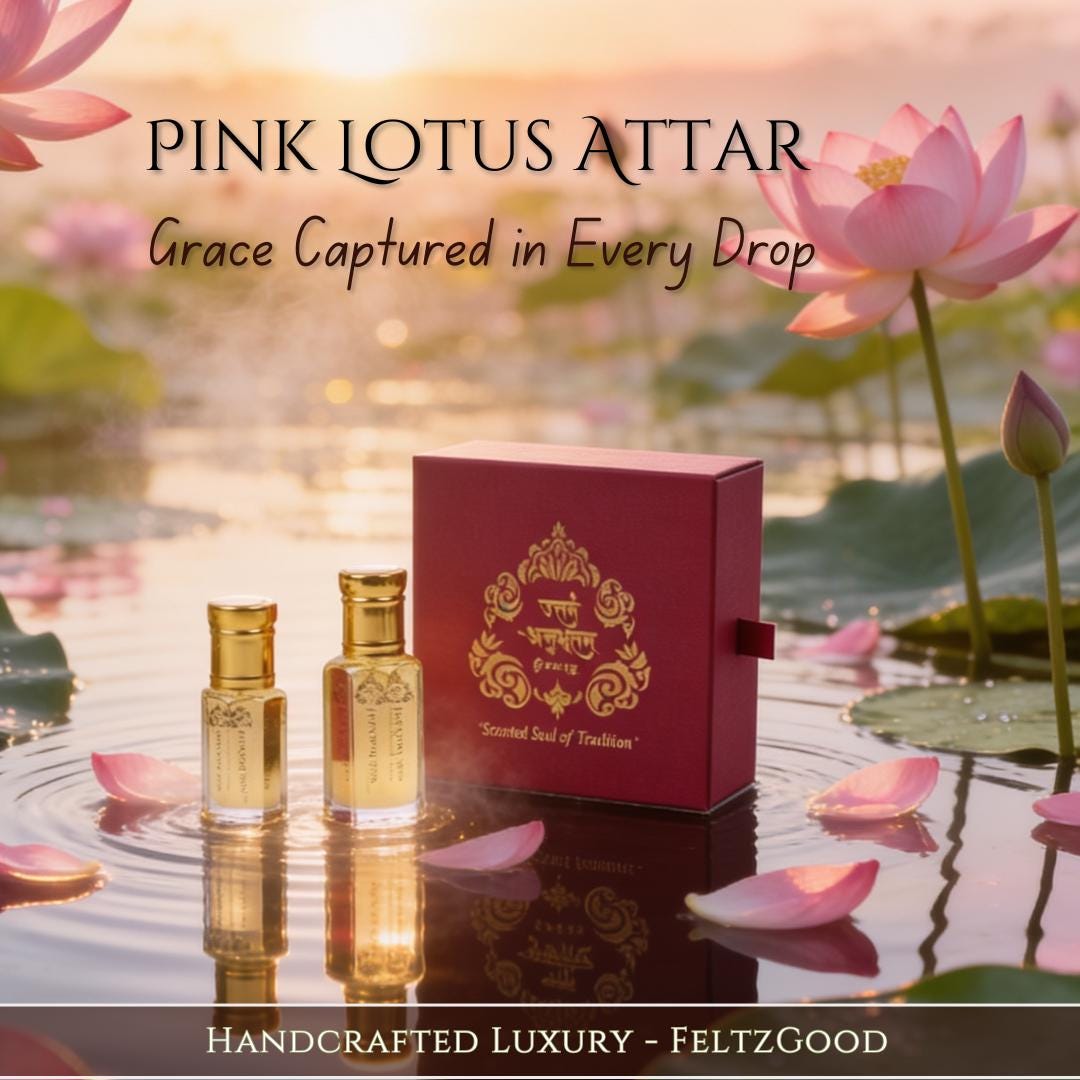 Pink Lotus Attar | Handmade Kannauj Fragrance | Alcohol-Free Floral Scent | Long Lasting Unisex